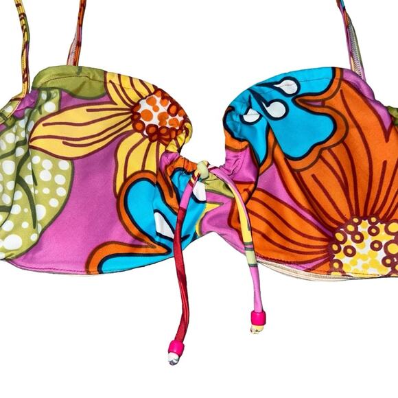 AUTH VTG Christian Dior Retro Floral Print Colorful Bikini Swimsuit Set - Picture 5 of 16